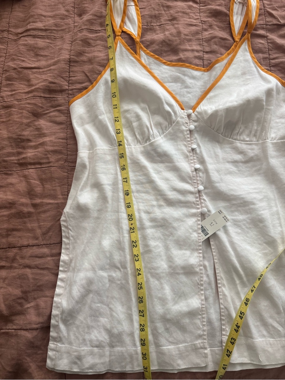 Anthropologie Linen Cutout Button-Front Tank - Picture 9 of 10